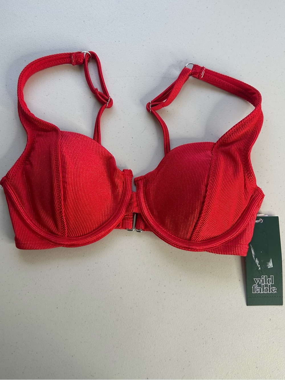 Wild Fable Bikini Top XXS Red Ribbed Swimwear New